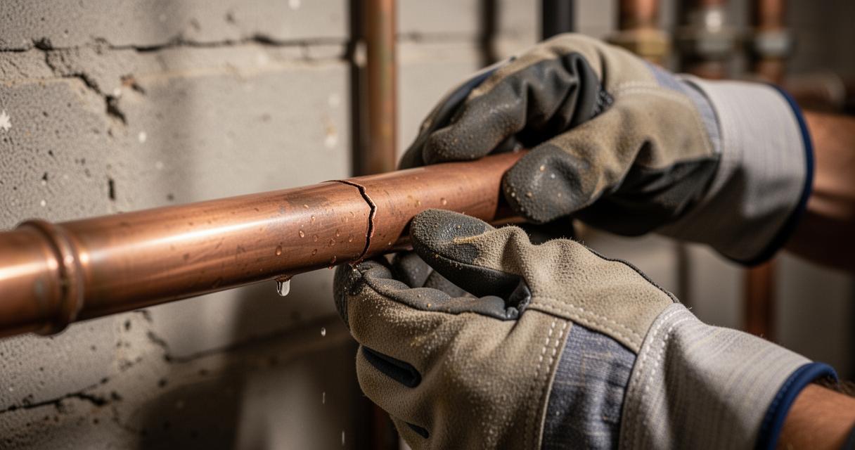 Comment réparer une fuite d’eau sur un tuyau en cuivre en inspectant joints et raccords